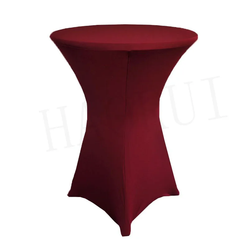 Free Shipping 30&quot Burgundy HAORUI Polyester Cotton Fabric Cocktail Round Spandex Table Covers for Wedding Party Coffee | Дом и сад