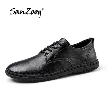 

Men Leather Casual Shoes Hot Sale Lace Up Good Moccasin Soft Comfortable Driving Shoes High Quality Big Size 47
