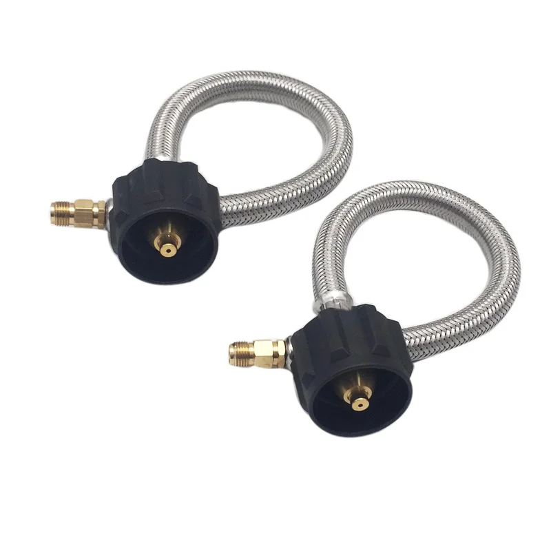 

2PCS 12" Braided Tube (7/16"-24UNF) Stainless Steel Braid RV Regulator Propane Hose Coupling With Type 1 Connection