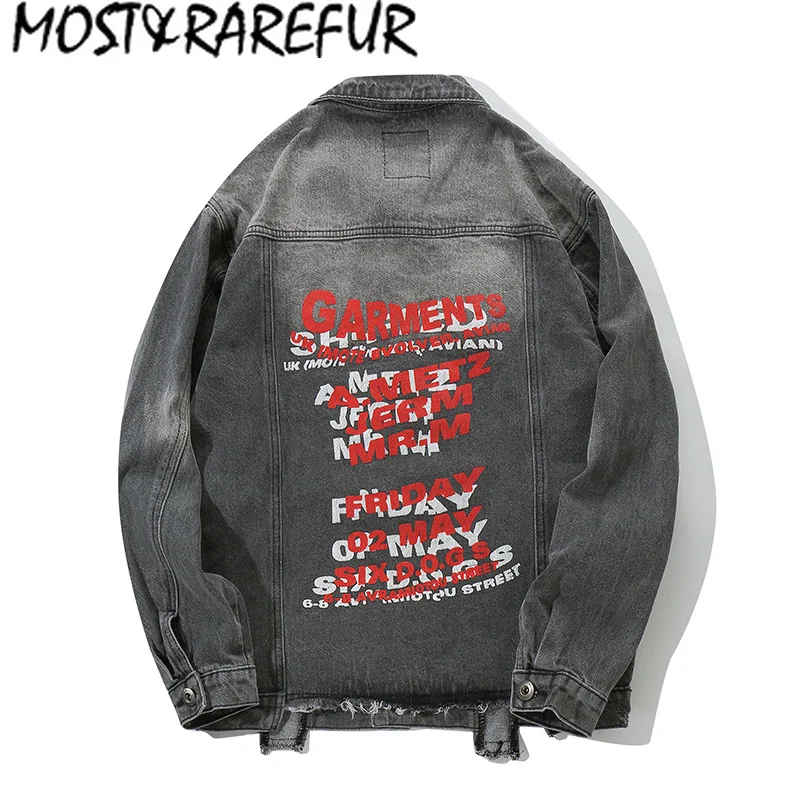 Vintage Ripped Hole Denim Jacket Men Hip Hop Casual Distressed Demin Jeans Jackets Male |