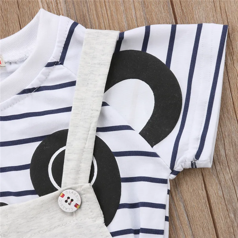 2PCS Baby Boy Girl Bear Outfits Clothes Tops T-shirt Dungarees Bib Pants Set Lovely Kids Cloth 0-2T Fashion Children Clothes