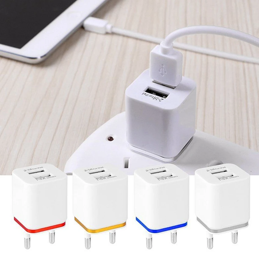 

Universal US/EU Plug 2.1A Dual Ports USB Wall Charger Travel Adapter for iPhone Samsung iPad Smart Phone