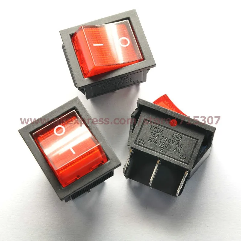 KCD4-202 red on-off with light 6pins 16A 250V(2)