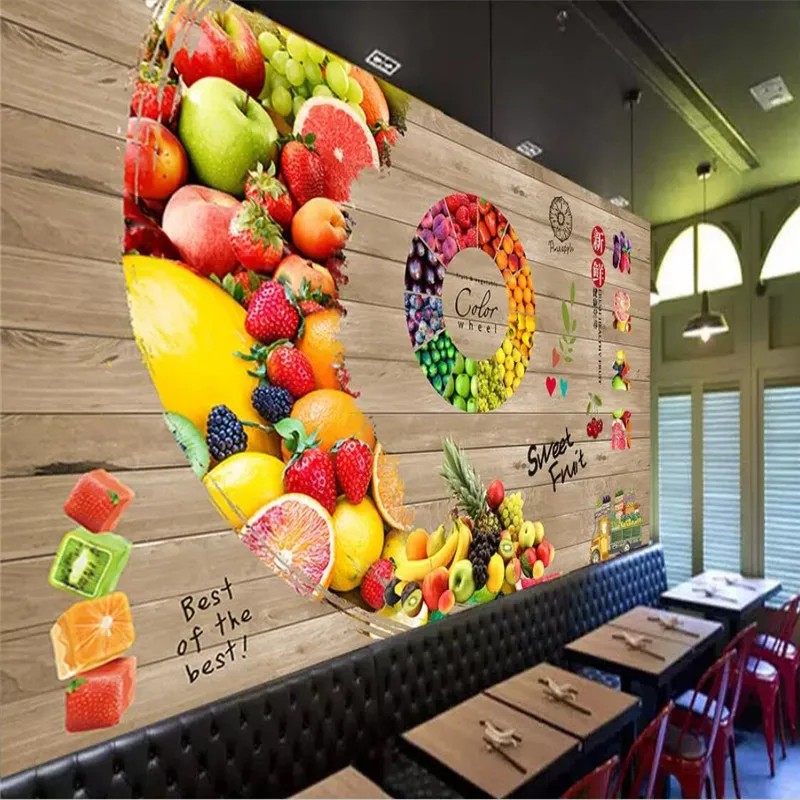 Custom Mural Wallpaper Fruit Love Fruit Shop Background Background Wall fruit shop