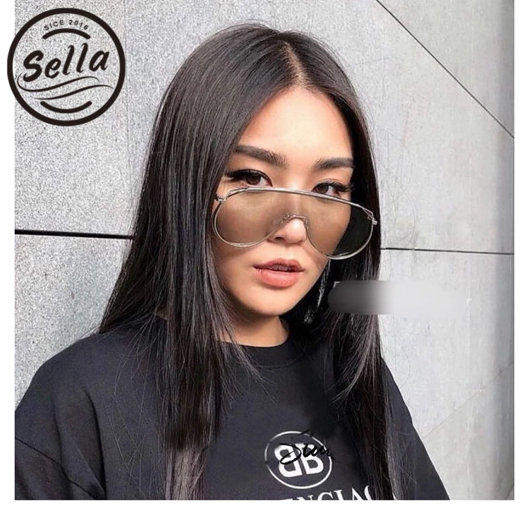 

Sella Oversized Women Men Conjoined Pilot Sunglasses Brand Designer Colorful Tint Lens Double Rims Sun Glasses Eyewear UV400