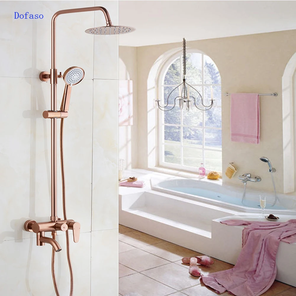 Dofaso Classic gold bathroom rian shower faucet and rose golden shower set with ABS handheld shower