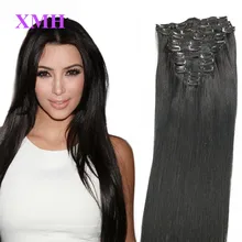 Remy Virgin Brazilian Hair Clip In Extensions 20″Clip In Brazilian Hair Extensions Jet Black Clip In Human Hair Extensions 180G