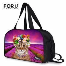 FORUDESIGNS/Для женщин ручной клади Чемодан сумка "Милый Котик" узор Женская дорожная сумка, сумка на выходные, очень бирка для багажа независимых отделение для обуви