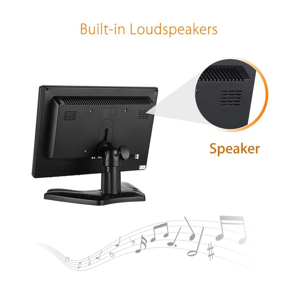 Eyoyo 10 Inch IPS LCD Monitor 1280x800 with HDMI VGA BNC AV Input for PC CCTV With Two Speakers