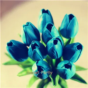 Настоящие сенсорные синие тюльпаны букеты из искусственных цветов для свадебных букетов Свадебная Центральная ваза композиция украшение дома 30 шт - Цвет: teal 31