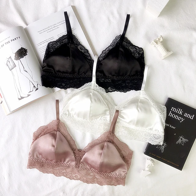 NXY Lace Triangle Cup Wireless Bra & Brief Set Back Sexy Thin