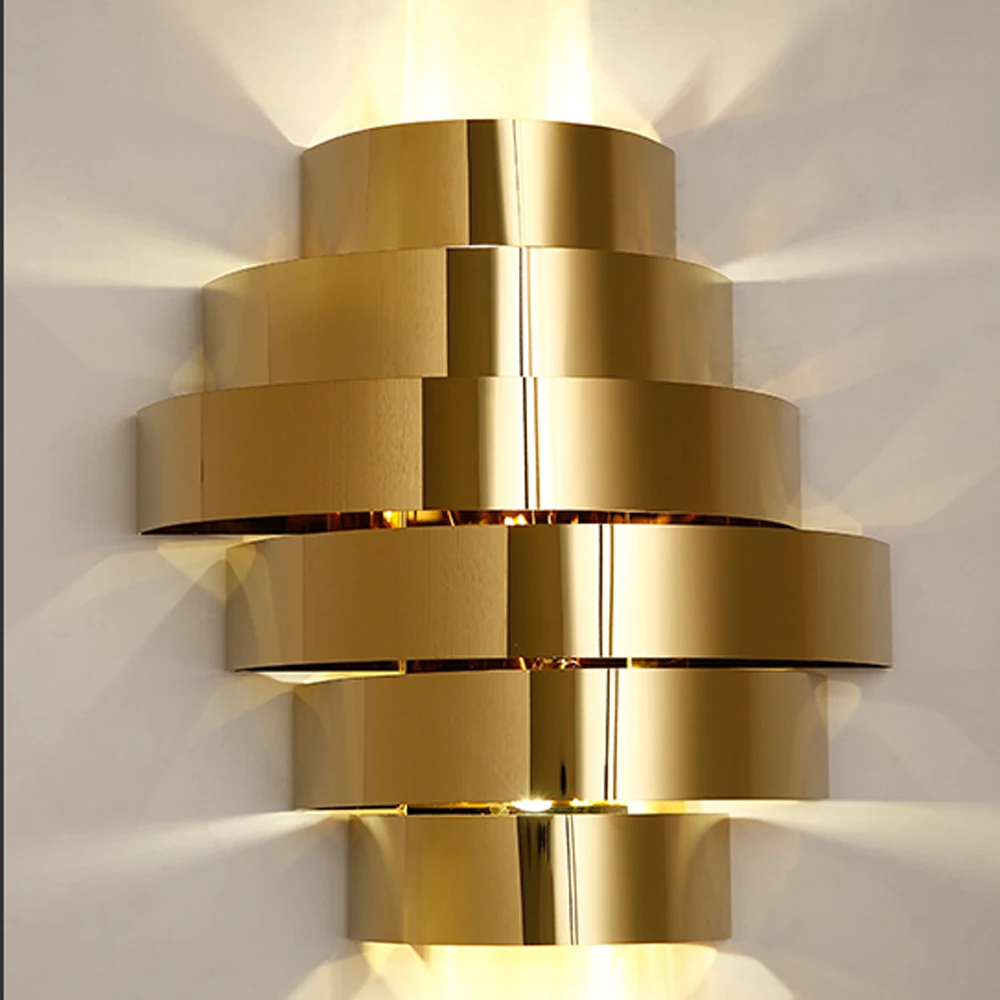 Настенный светильник из нержавеющей стали в стиле АР-деко, современный светильник, золото, для гостиной, спальни, 35 см
