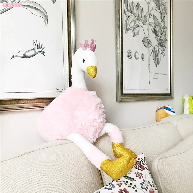 

INS Swan Wall Mount Stuffed Animal Heads for Children Room Baby Wall Decor ostrich Pillow Kids Toys for Girls Cloth Doll Gift