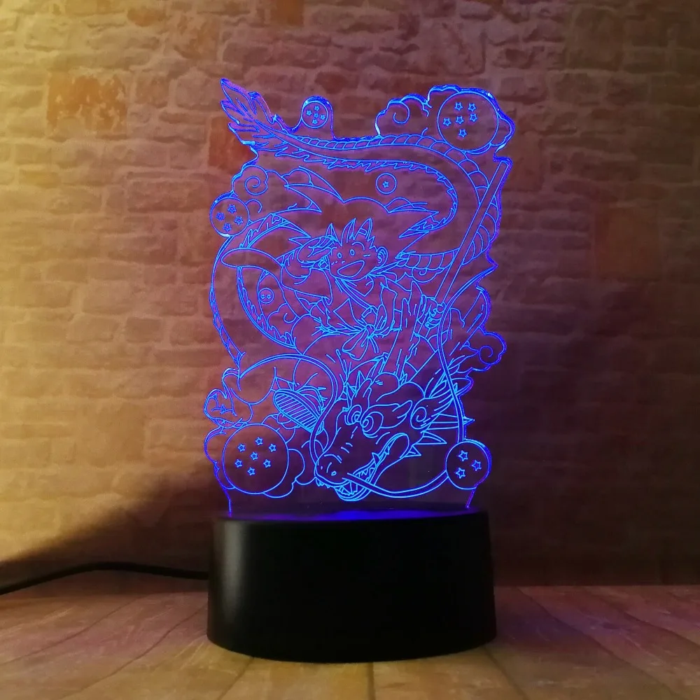 Dragon Ball Legends Супер Saiyan Goku фигурки 3D настольная лампа 7 цветов ночной Светильник для мальчиков подарки для детей