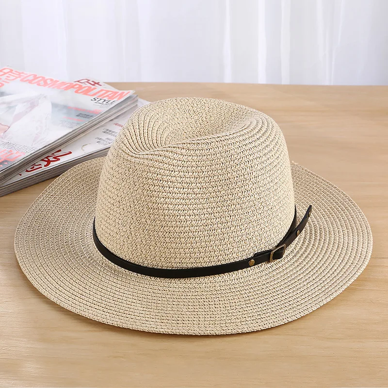 Classic Women Men Summer Toquilla Straw Sun Hat For Elegant Lady Wide Brim Homburg Fedora Sunbonnet Beach Sunhat Panama Cap