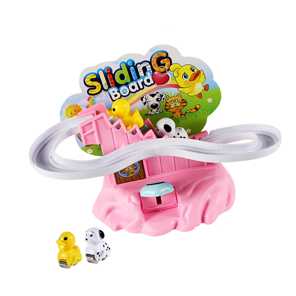 Dog Slide Race Set Playset Climb Stairs Track Educational Toys Finger Press The Button