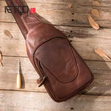 AETOO Men's bag Genuine Leather messenger bag men leather Shoulder Bags man Male Chest Pack Sling / Crossbody Bags for Men