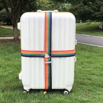 Travel Luggage straps Suitcase Belts Rainbow Adjustable Buckle Baggage Backpack Packing Belt buckle straps flap canvas backpack