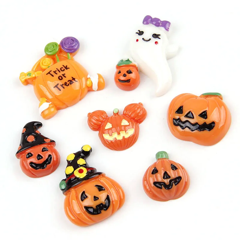 

10PC Mix Halloween Pumpkin Cloud Resin Flatback Cabochon Kawaii DIY Resin Craft Decoration Miniature Resin Halloween For DIY