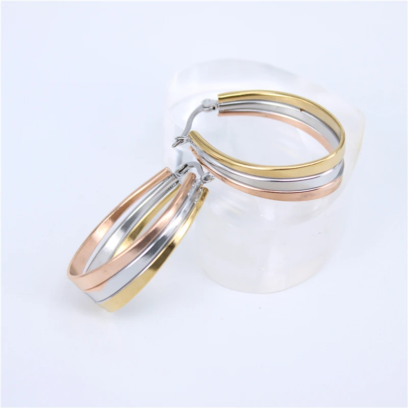 Овальные 3 варианта цвета модные европейские и американские классические женские серьги-кольца 30 мм наружный диаметр 10 мм ширина лица LH670 - Окраска металла: rose color