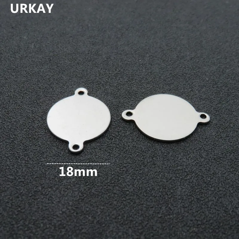 

2 Holes 18mm Dia Stainless Steel Small Round Disco Dog Tags, Blank Disco Charms, DIY Necklace Bracelet Jewelry Accessories