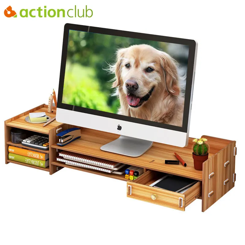 Actionclub Wood Desktop Monitor Stand Riser Holder Over