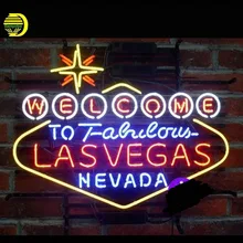 Добро пожаловать в сказочный LasVegas Nevada неоновая вывеска пивной бар паб ручной работы неоновые лампы знак стеклянная трубка на заказ лампа резистор VD 24X20