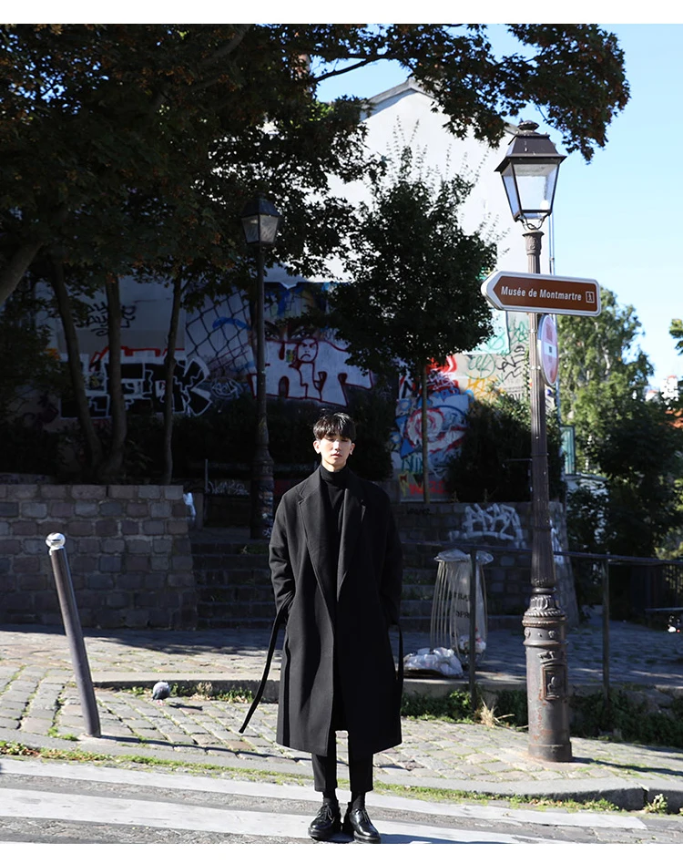 Осенне-зимний Корейский модный Тренч, Мужское пальто с заниженным плечом, Длинная ветровка, Мужское пальто, толстое теплое 1,5 кг