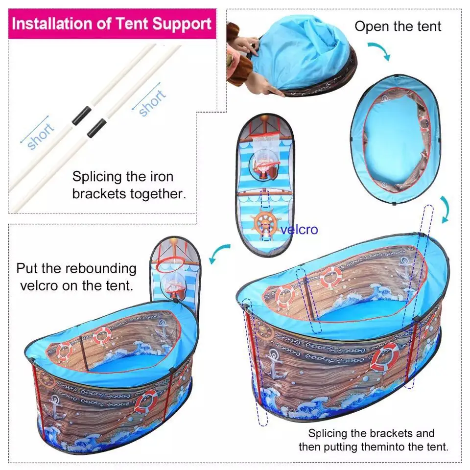 Presale большая палатка игрушечная игровая площадка для дома и улицы сад Складная всплывающая Игровая палатка пиратский корабль с Баскетбольным обручем для ребенка
