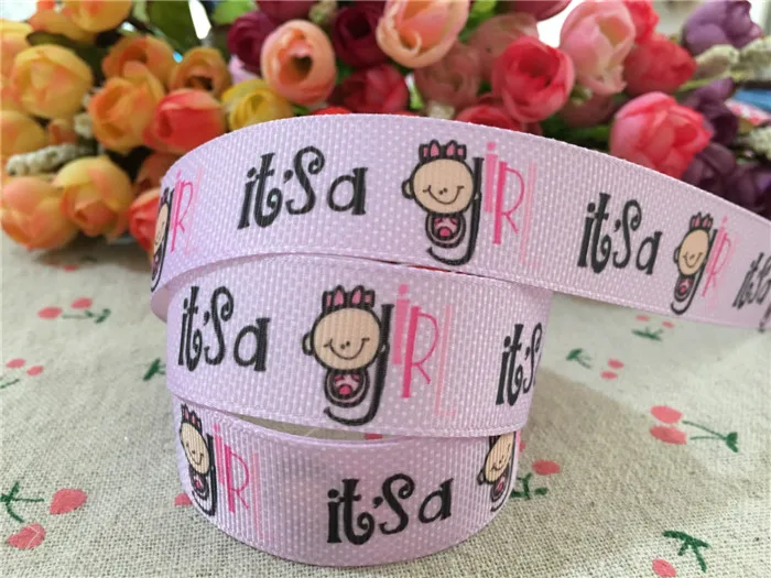 15112872 Новое поступление 7/8 '✢ мм 50 ярдов baby shower girl печатные ленты для дня