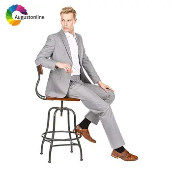 Tanie Szary Męska Klasyczny Garnitur Dla ślub Slim Fit Groom Smokingi Groomsmen Garnitury 2 Sztuka Mężczyzna Blazers Kurtka Spodnie Ternos Kostium Homme