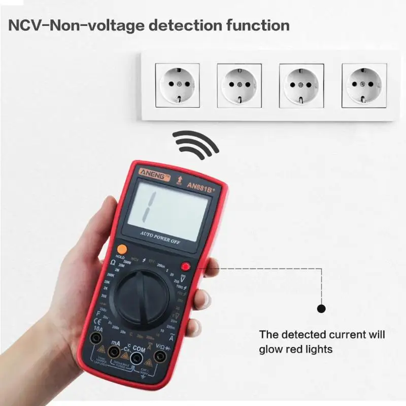 

AN881B+ Digital Multimeter Support NCV AC DC Voltmeter Ammeter Temprature Tester Instruments frequency counter Power Meter Test
