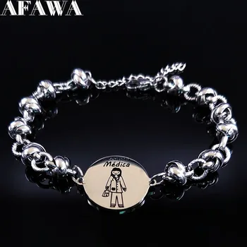 

2020 Fashion MEDICA Stainless Steel Bracelet for Women Silver Color Charm Bracelet Jewelry brazaletes pulseras mujer B18110