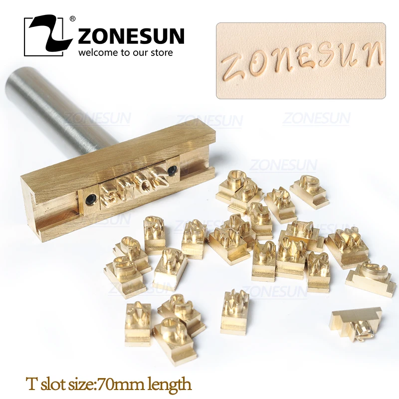 

ZONESUN 5/7/10cm T-slot Alphabet Numbers Emoji Leather Stamping Cold Press Tool Brand Iron Custom Initial Name Embossing Mold