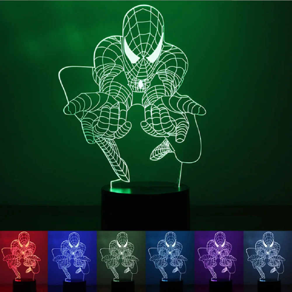 

Spiderman 3D night light smart home colorful LED lights USB power supply