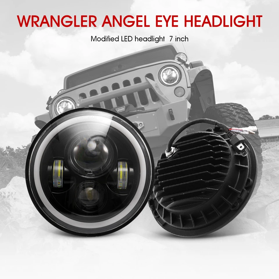 Auxmart 30 Вт 7 дюймов круглые светодиодные фары дальнего и ближнего света Halo Angle Eyes DRL