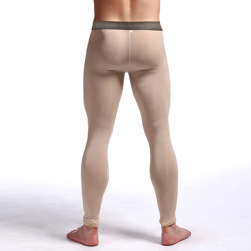 Сексуальные мужские кальсоны, леггинсы, прозрачные компрессионные штаны, мужские Ультра-тонкие кальсоны, Сетчатое Прозрачное нижнее белье, штаны, E-025