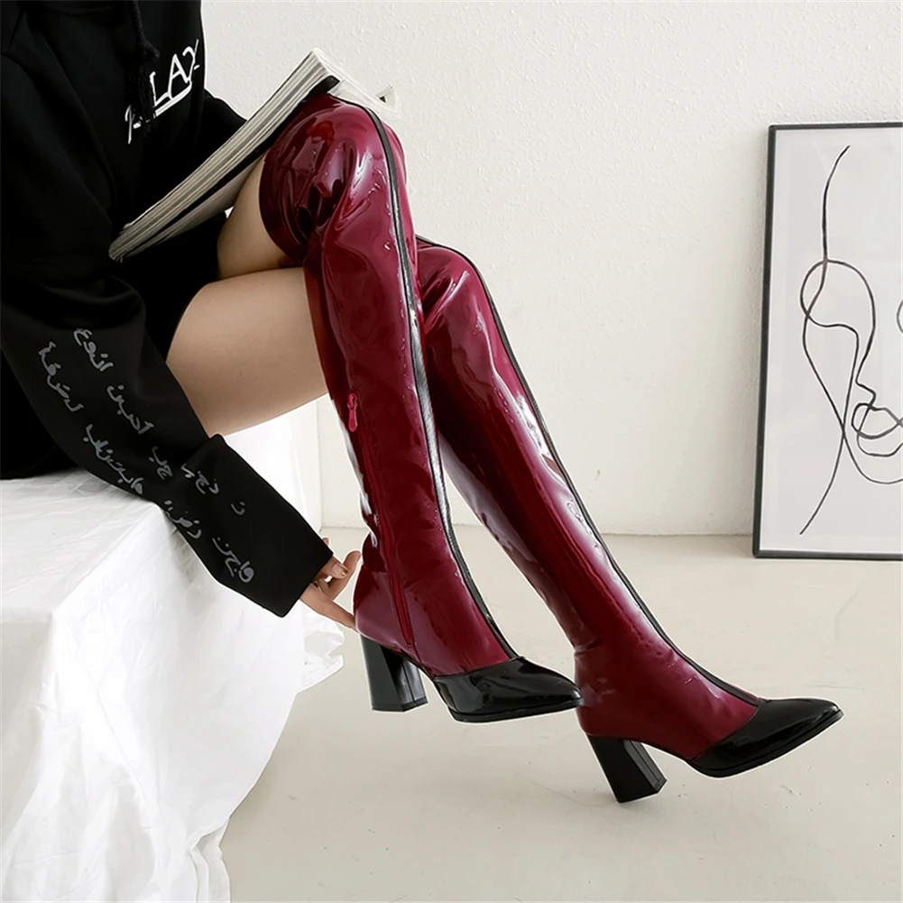 

Lapolaka Big Size 32-48 High Heels Winter Boots Women Shoes Woman Platform Chunky Heels Over The Knee Boots Female