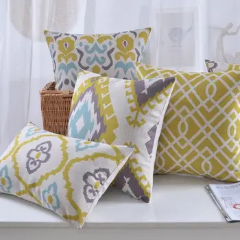 

Simple Nordic Geometric pillow Yellow cushion Linen cushions waist throw pillows home decorative sofa cushions