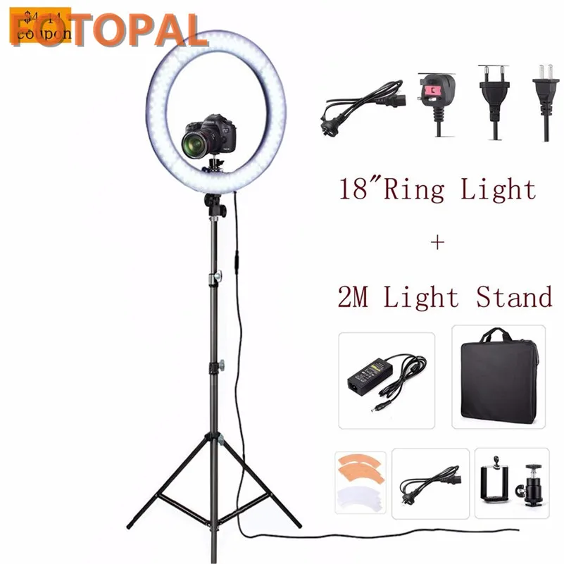 Светодиодная кольцесветильник лампа Fotopal RL 18 дюймов 55 Вт 5500 к|led camera|ring lightled ring light |
