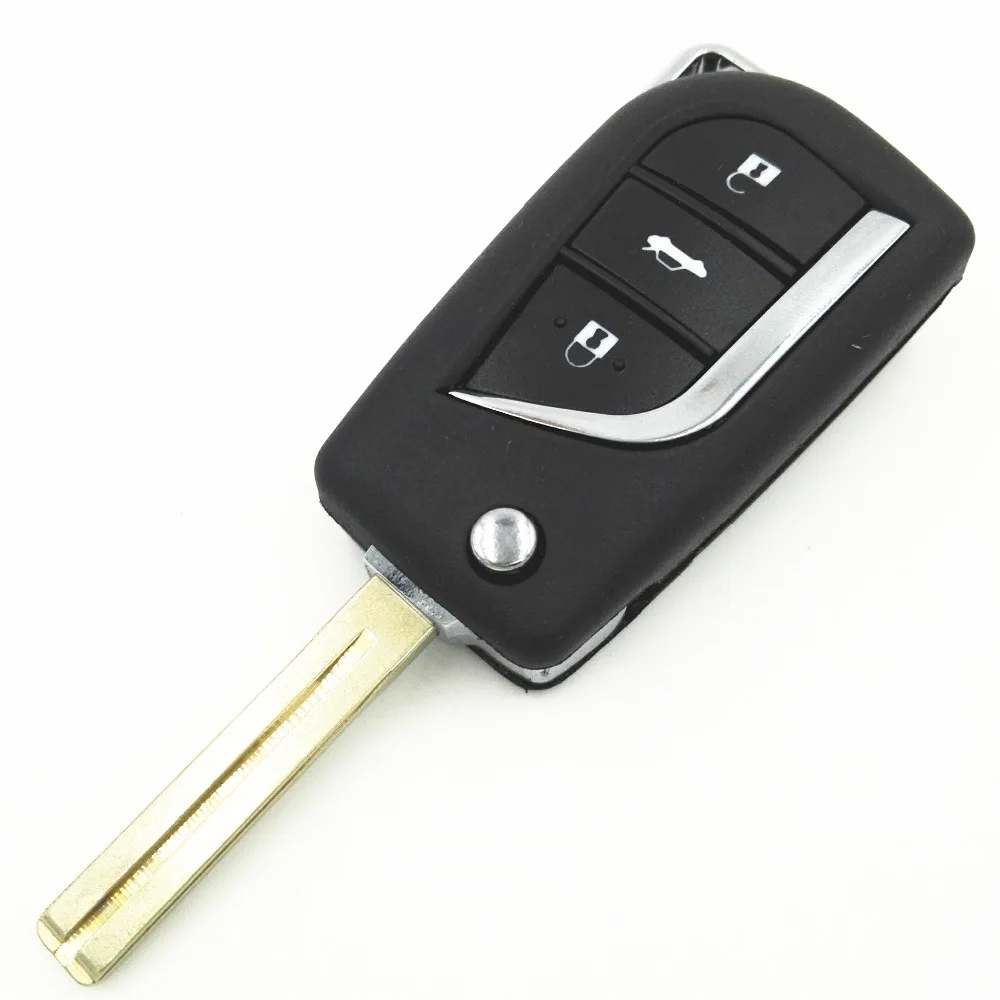3 пуговицы складной ключ-болванка машины дистанционного Fob чехол для Toyota Corolla EX Новый VIOS Toy48 лезвие замена флип ключи в виде ракушки крышка