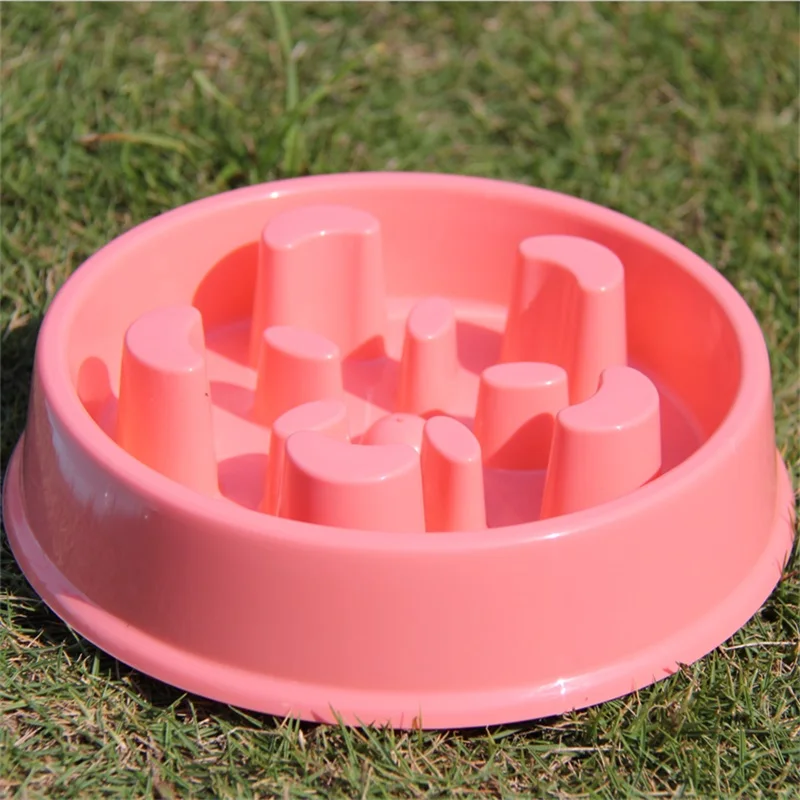 

Jungle Design Pink Blue Green Plastic Pet Feeder Anti Choke Dog Bowl Puppy Cat Slow Down Eatting Feeder Healthy Diet Dish