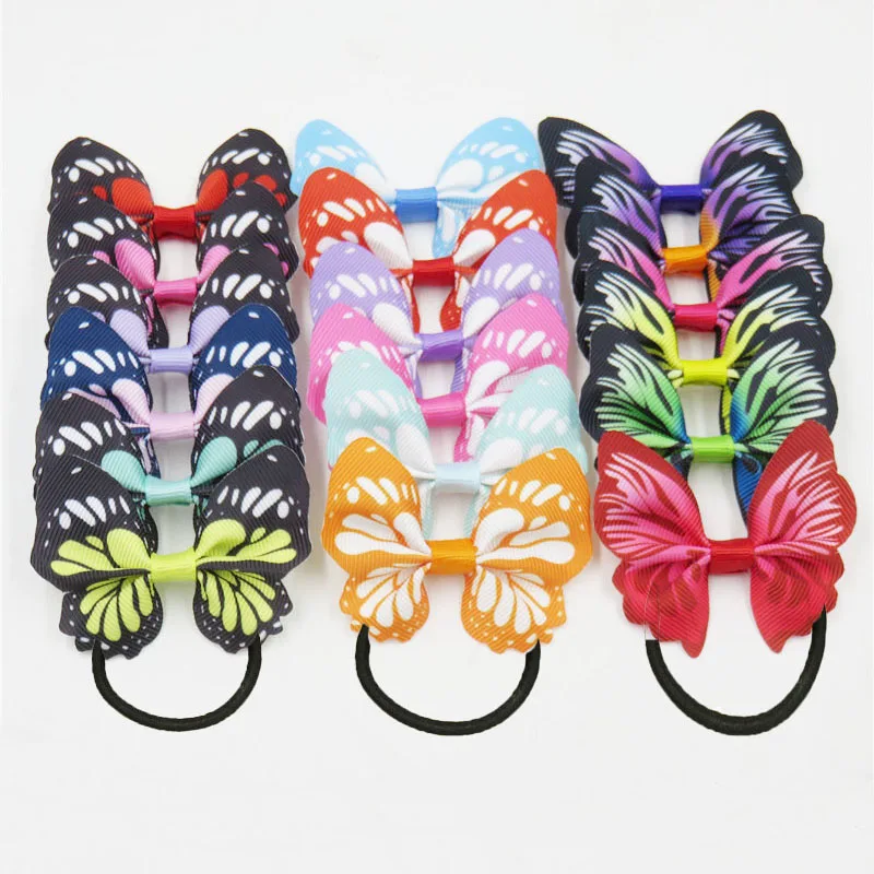 1 шт., ослепительные разноцветные эластичные резинки для волос с бабочкой для девочек, богемные резинки для волос, корейская мода, Детские аксессуары для волос для женщин