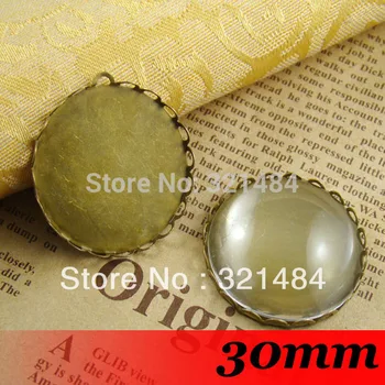 

Antique Bronze Lace 100pcs 30mm round cameo setting DIY Jewelry Pendant Base Findings Pendant Blank Accessories