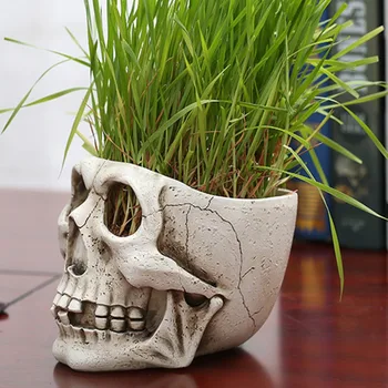 

Hand Carved Skull Flower Pot Skull Design Bone Bowl Home Garden Decor Halloween Decoration