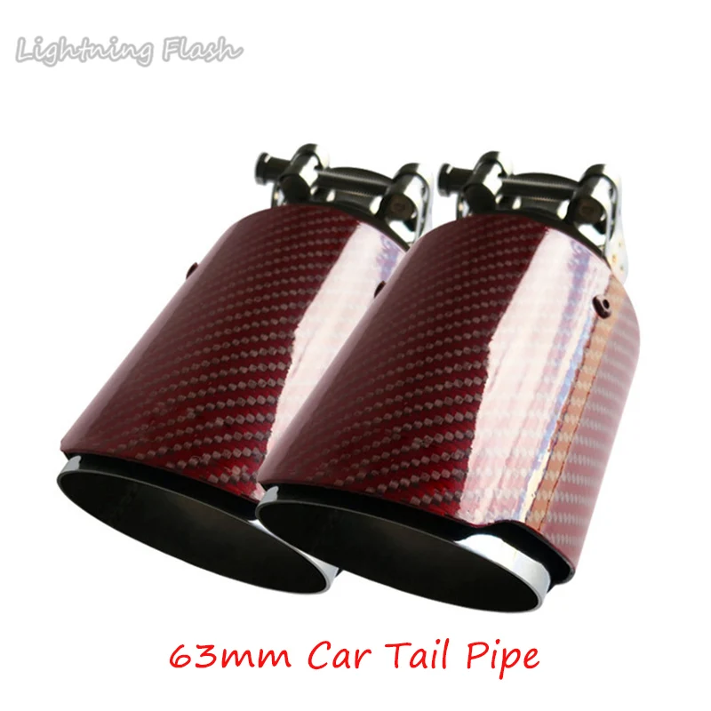 

Universal Car Exhaust Muffler Silencer Systems Throat Tip Pipe Carbon Fiber Tip Tail End Stainless Steel 63MM Car Exhaust Refit
