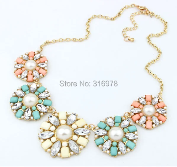 6 Color Leaf Pendant Gems Crystal Fashion Statement Women Necklaces Dress Jewelry SNT901537 Free Shipping | Украшения и
