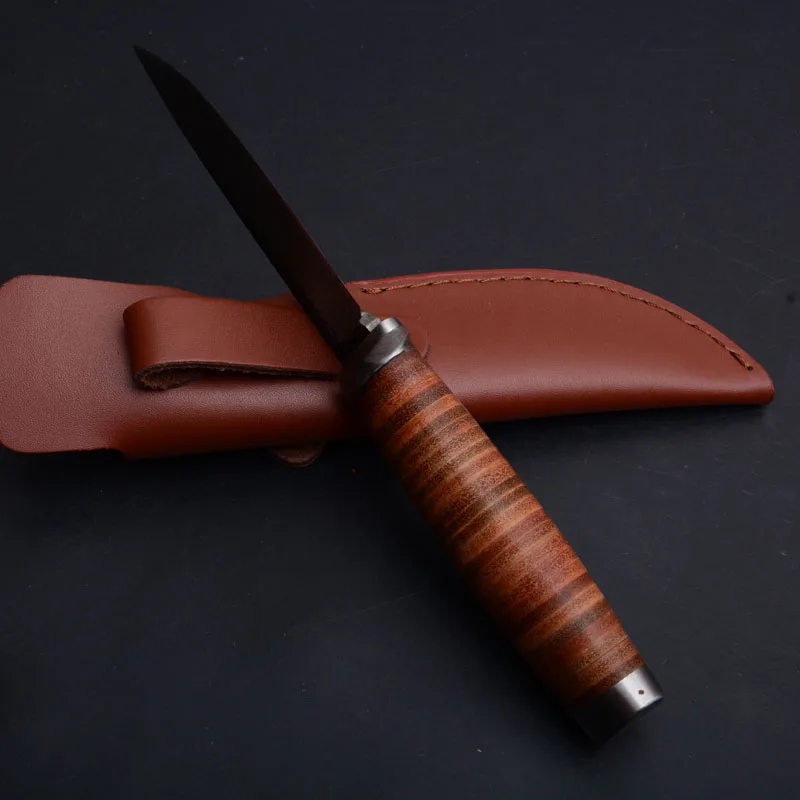 handmade fixed blade knife leather handle knife (7)