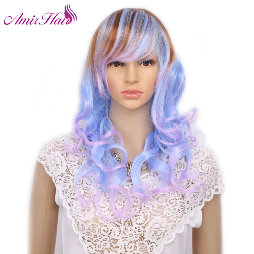 Amir Synthetic Ombre Wig Light Pink Brown Wavy wigs Hairstyle Girl