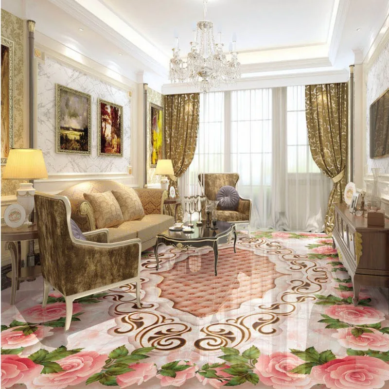 Free shipping European-style marble texture parquet 3D floor moisture
proof self-adhesive living room wedding room wallpaper